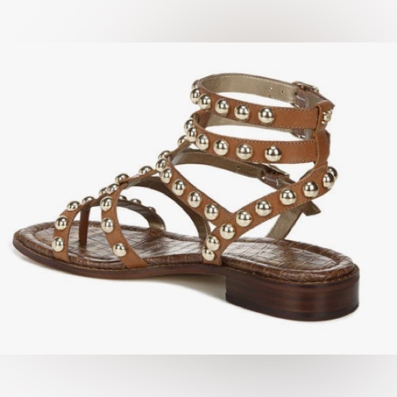 Sam Edelman Studded Strappy Eavan Sandal NIB Sz 7.5 Spiced Clay (Brown/Gold) - Picture 10 of 10